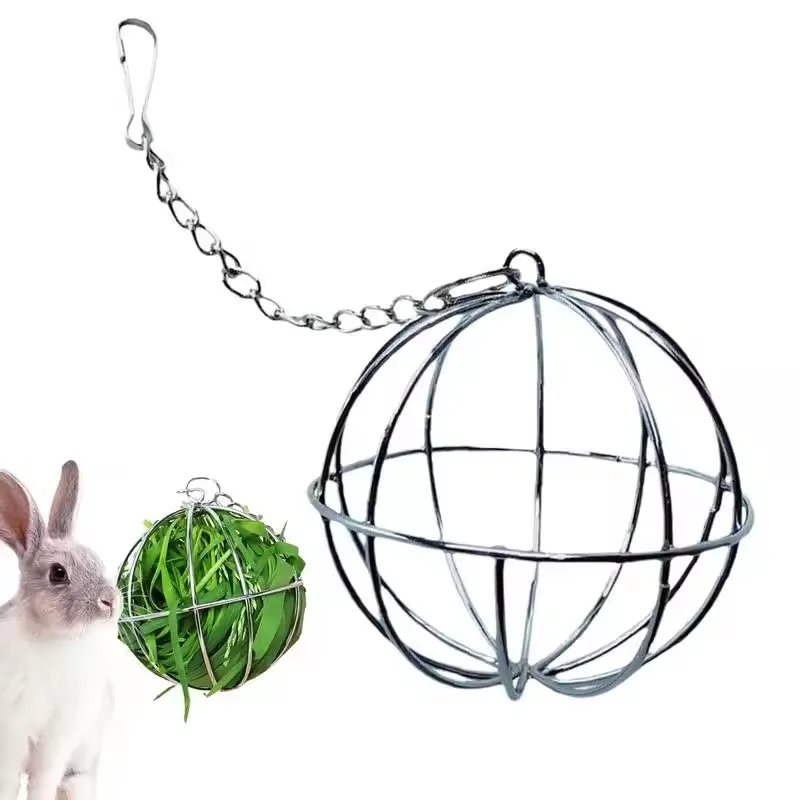 Edelstahl Überzogene Heu Rack Ball Feed Dispenser Suspendable Spielzeug Meerschweinchen Hamster Ratte Kaninchen Haustier Versorgung Gras Rack Ball Image