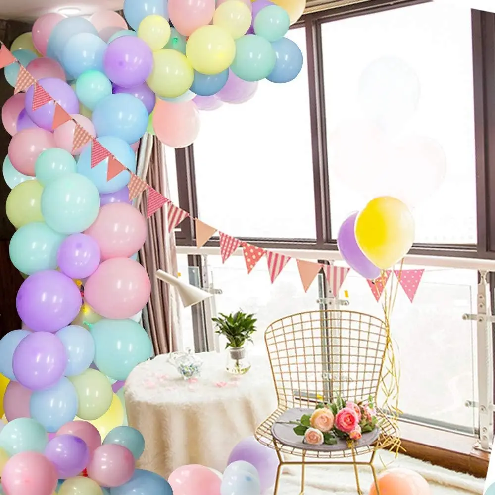125PCS Rosa Ballon Set Rosa Regenbogen Macaron Farbige Ballon Geburtstag Dekoration Hochzeit Party Baby Dusche Ballon Set Image