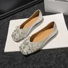 Plus Größe 35-43 Frauen Schuhe Flache Ferse Hochzeit Party Schuhe Karree Büro Dame Schuhe Perlen