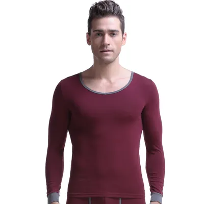 Basic-Oberteil für Herren, einteilig, Baumwollpullover, warm, lange Unterhose, tailliert mit langen Ärmeln Image