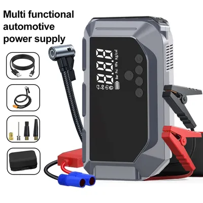 12V 8000mAH Car Emergency Start Power Air Pump with Air Compressor with Digital Tire Inflator USB Charging Lighting Power Bank