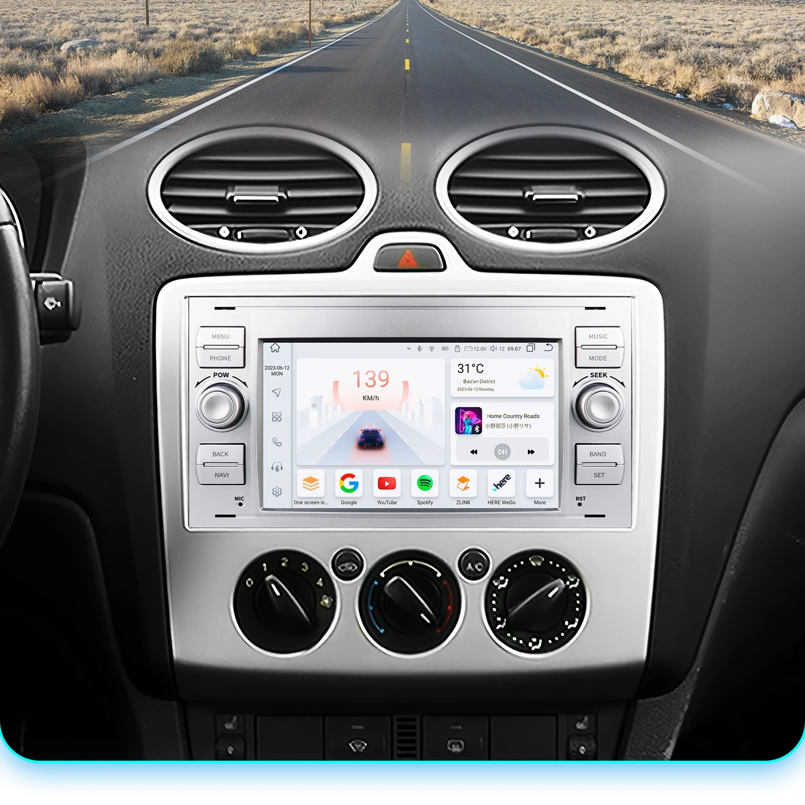 2DIN Autoradio Android GPS-Player für Ford Focus S-max C MAX Galaxy Fiesta Transit Fusion Connect Mondeo Kuga Carplay Autoradio Image