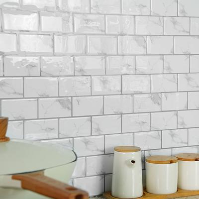 12pcs 3D Peel and Stick Tile Stickers for Walls, Waterproof Vinyl Backsplash Decals, Self-Adhesive Removable Wall Tiles for Kitchen, Bathroom, Living Room, Home Decor