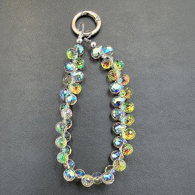New mobile phone lanyard short water droplet crystal lanyard handmade bead wrist chain watch out for lost accessories