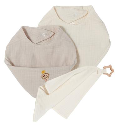 nordic coast company - Lätzchen Beige Schnullertuch Natur Dekoration 3 ct Silber (54.89 € / 1 ct)