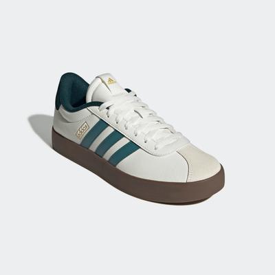 Sneaker ADIDAS SPORTSWEAR "VL COURT 3.0", Gr. 45, core weiß, preloved teal, aurora ivy, Synthetik, Leder, sportlich, Schuhe, inspiriert vom Design des adidas samba Image