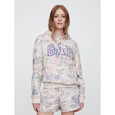 Gap Grey Palm Print Pullover Relaxed Logo Hoodie
