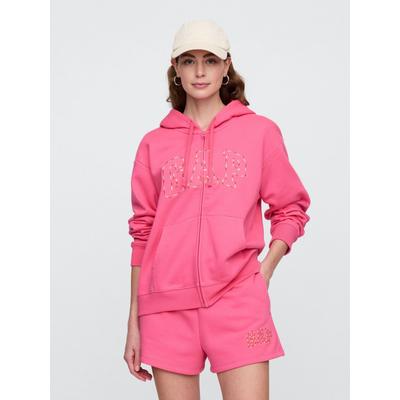 Gap Pink Zip Up Relaxed Logo Hoodie