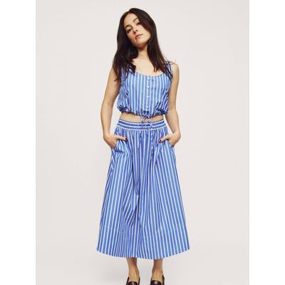 Gap Blue Stripe Cinched-Hem Cropped Top