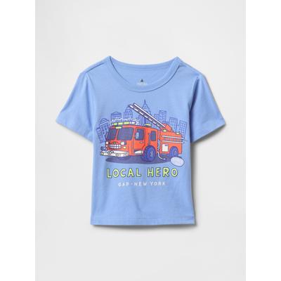 Gap Blue Fire Truck Short Sleeve Graphic T-Shirt (4-13yrs)