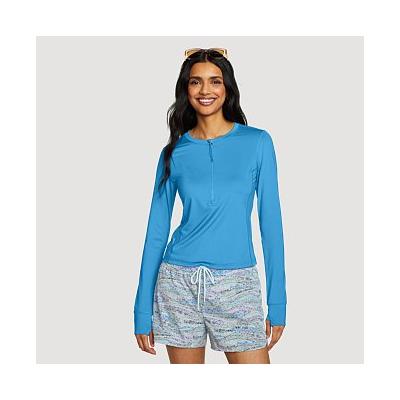 Eddie Bauer Plus Size Women's Amphib Rashguard 1/4-Zip Sweater Top - Blue - Size 3X