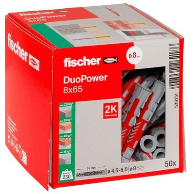 fischer Universaldübel-Sortiment »DuoPower 8x65 2K« 50 Stück grau