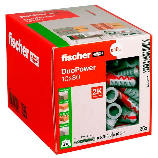 fischer Universaldübel-Sortiment »DuoPower 10x80 2K« 25 Stück grau