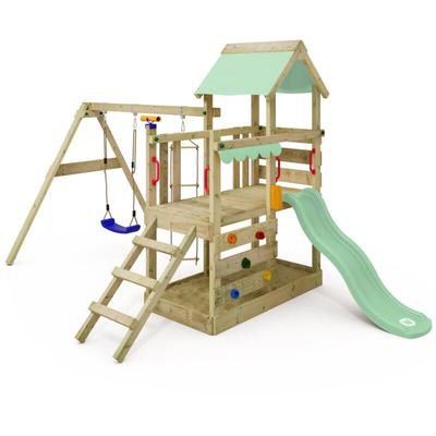 Wickey - Spielhaus Spielturm TurboFlyer mit Schaukel & Rutsche, Kletterturm mit Sandkasten, Leiter Image