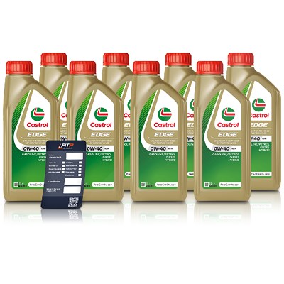 Castrol 8x 1 L EDGE 0W-40 A3/B4 + Ölwechsel-Anhänger [Hersteller-Nr. 15F6B4] Image