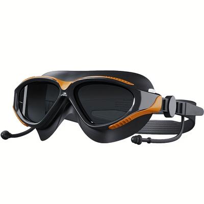 TEMU Adult Large Frame Swimming Goggles - & Waterproof, Hd Clarity With Adjustable Silicone Strap, Pc Lens For Open Water Swimming, Water Sports (black), Swimming Accessories, , Performance Eyewear