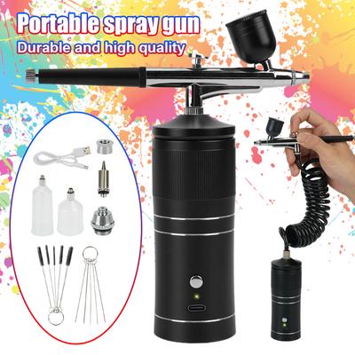 TEMU Airbrush With 2 Pressure Levels 0.3mm Nozzle Usb Rechargeable For Painting Modeling Cake Decor Makeup Image
