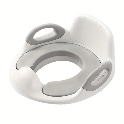 TEMU Ergonomic Potty Training Seat With Handle - Non-slip, Waterproof Pu Cushion & Splash Guard - For Home Use Image