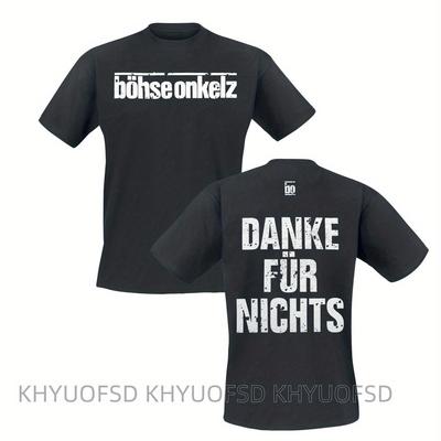 TEMU Danke F R Nichts T Shirt Schwarz Von B Hse Onkelz Men's Round Neck Short Sleeve, Breathable Casual Cotton T-shirt Image