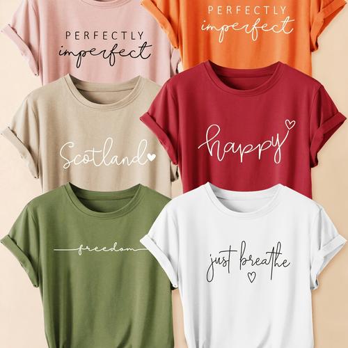 TEMU 6pièces T-shirts à manches courtes pour femmes avec imprimé de lettres vintage, col rond, stretch moyen, couleur unie, tee-shirt décontracté pour l'été, élégant vêtement , S-XX