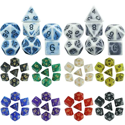 Brettspielwürfel – 7 Stück/Set polyedrische Würfel DND Würfelset für RPG Dungeons and Dragons D4 D6 Image