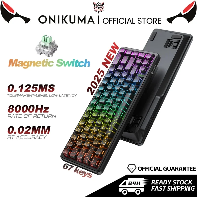 Onikuma G67 Mechanische Tastatur, 67 Tasten, kabelgebunden, individuelle Gaming-Tastatur mit magnetischer Achse und geringer Latenz Image