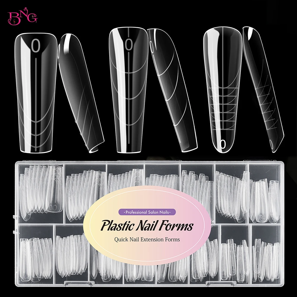 BNG Tapered Square Nail Dual Forms für Poly Extension Gel Wiederverwendbare Full Cover Acryl Builder Nagelformen 140/150 Stück Image