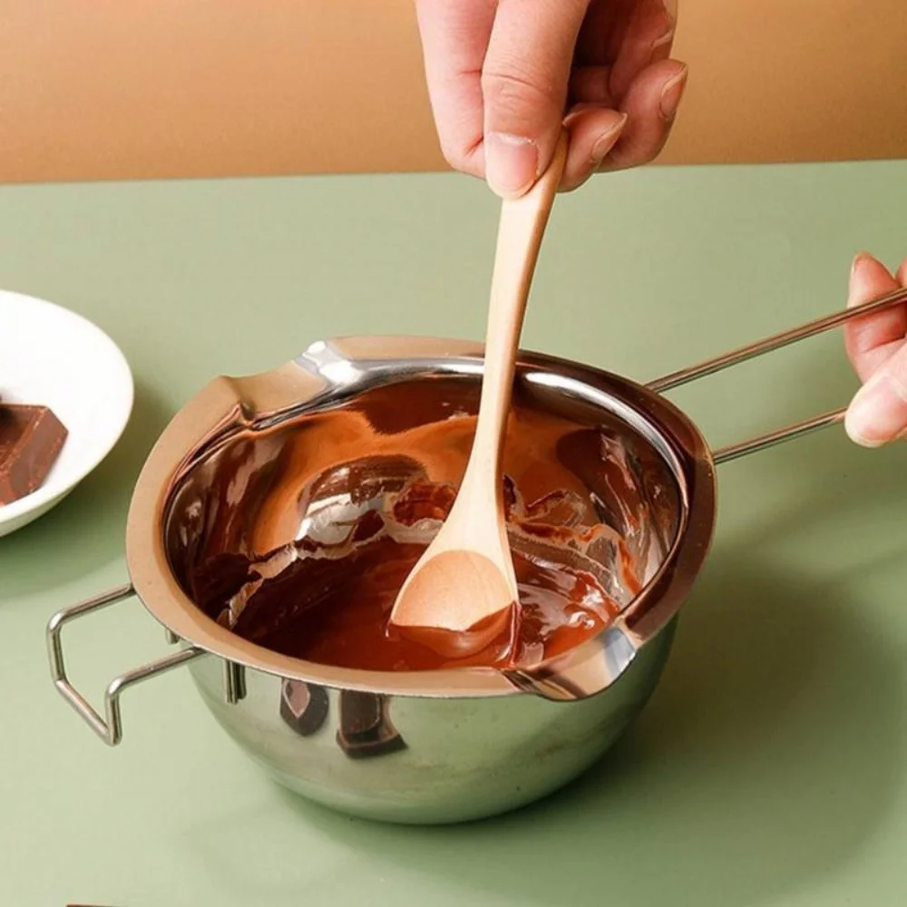 1 Stück Schokoladenschmelztopf aus Edelstahl, Heiztopf, Silikongriff, Butterschmelzschale, wasserabweisendes Backwerkzeug Choco Image
