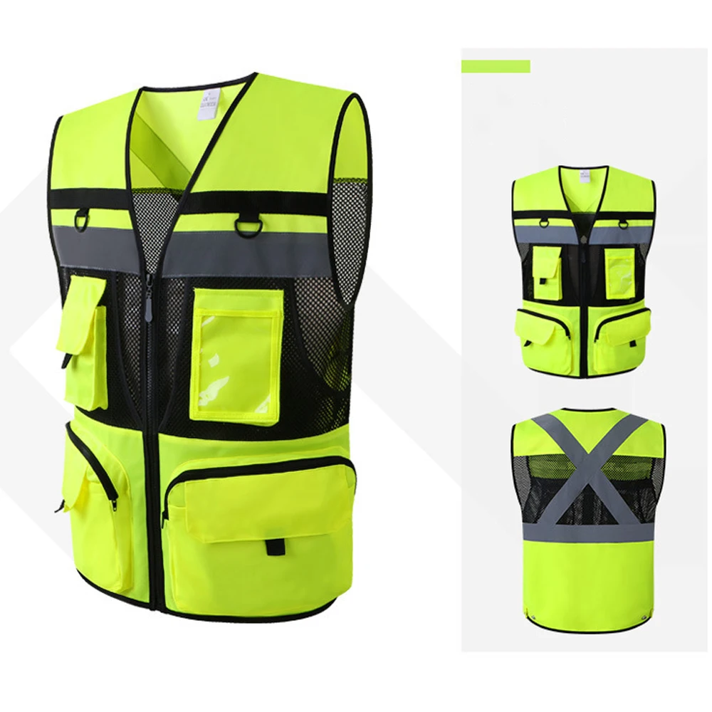Vêtements de travail de sécurité multi-poches, gilet de sécurité haute visibilité, vêtements de travail en maille, uniforme de Construction, gilet de sécurité