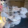 Elegante spitze Damen weiße High Heels Lolita Schuhe Pumps Luxus Designer Hochzeit Braut High Heels Mary Jane Damenschuhe