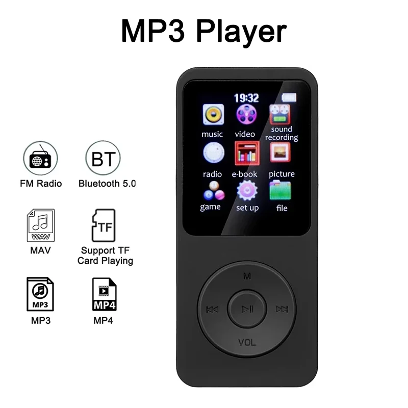 MP3 Walkman Bluetooth-Musik-Player mit Lautsprecher, tragbarer MP3-Player mit verlustfreiem HiFi-FM-Radio, Aufnahme, E-Book, unterstützt TF-Karte Image