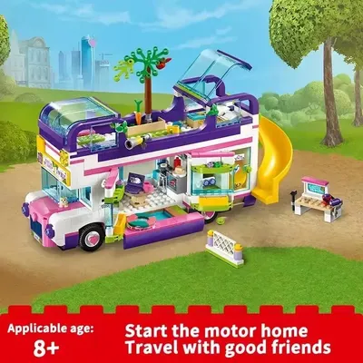 Good friend Series Compatible Girl Series Friendship Bus Children Assembly MOC Toy building Block Gift Camping outdoor Rv model