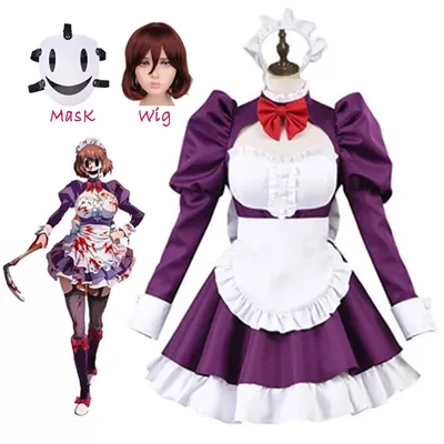Maid Fuku Kamen Cosplay Kostüm High-Rise Invasion Cosplay Kostüm Maske Perücke Anime Tenkuu Shinpan Frauen Maid Outfit Halloween 5XL Image