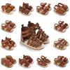 Braune Sommer-Sandalen für Neugeborene, 0–18 Monate, niedliche Schleife, weiche Gummisohle, rutschfest, atmungsaktiv, erste Paar Wanderschuhe für Babys