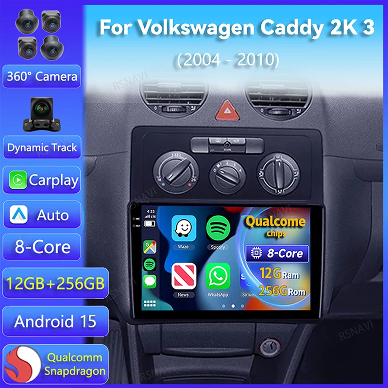 Android 15 Carplay Auto Für Volkswagen Caddy 2K 3 III 2004 - 2010 Auto Radio Navigation 2Din DSP video Player Kopf Einheit BT Stereo Image
