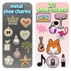 1 Stück 10 Stück Bling + 10 Stück 2D Parfüm Krone Herz Metall Schuh Charms Lippenstift Kamera Schuh Dekoration Zubehör Clog für Kinder Geschenk
