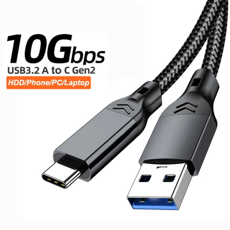 USB 3.2 3.1 Gen2 10 Gbit/s USB-A auf Typ C Kabel USB-C Datenübertragungskabel QC 3.0 60 W Schnellladekabel für USB HUB SSD Box Wire