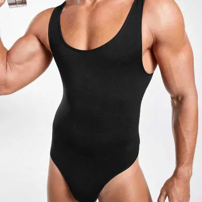Herren-Einteiler, Weste für Erwachsene, Overall, Fitness, Tanz, Gymnastik, Anzug, körperformender Einteiler SS102 Image