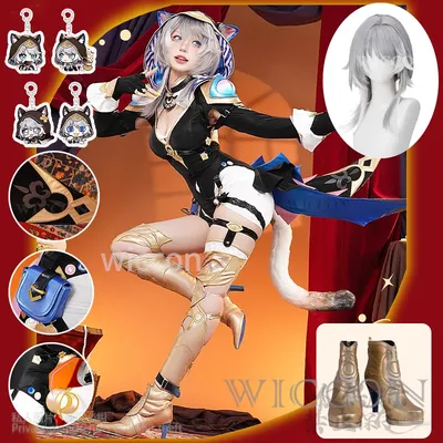 Honkai Star Rail Spiel Cosplay Cipher Anime Kostüm Sexy Katze Pelzigen Uniform Overall Punk Kapuze Image
