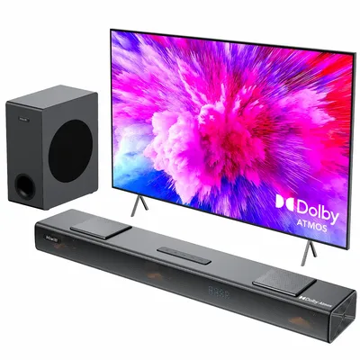 Hiwill A312 Dolby Atmos Soundbar für Smart TV, 400 W Spitzenleistung, kompakter Bluetooth-Soundbar-Lautsprecher, eARC/ARC/optisch für Zuhause Image