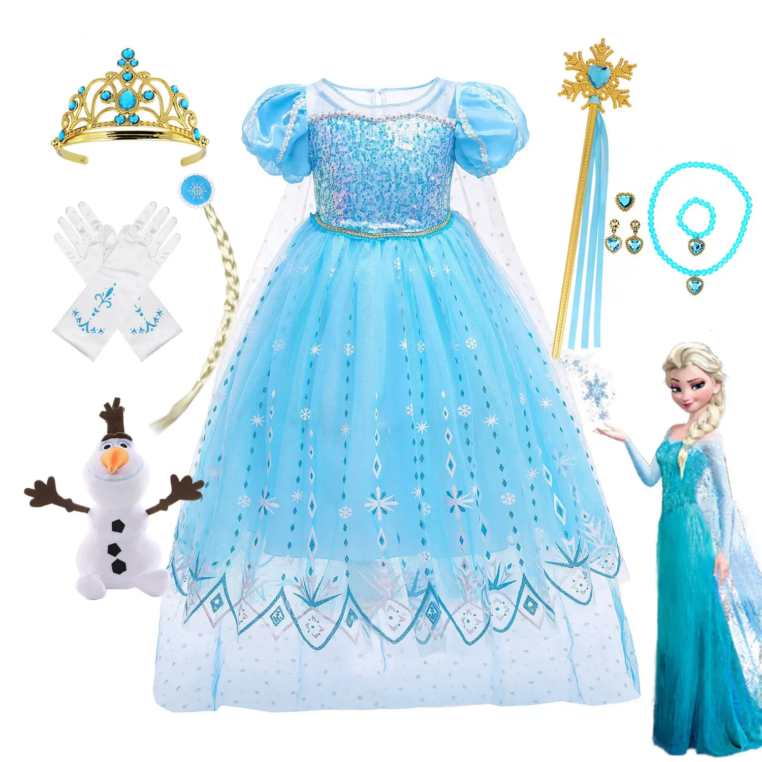 Disney Animationsfilm Frozen Snow Queen Kostüm Purim Festival Karneval Prinzessin Elsa Vestidos Halloween Bekleidung Party Ballkleid Image