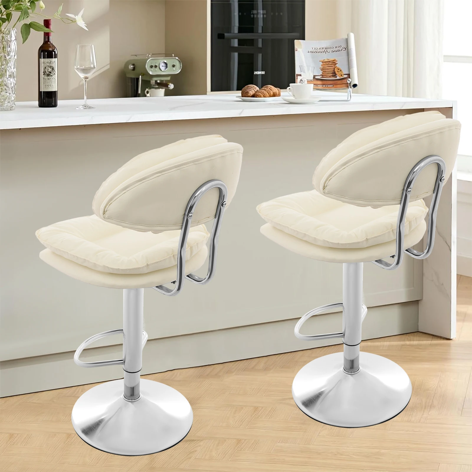 2 Stück freistehende Barhocker, höhenverstellbarer Barhocker 360 ° Drehbarer Stuhl für das Esszimmer