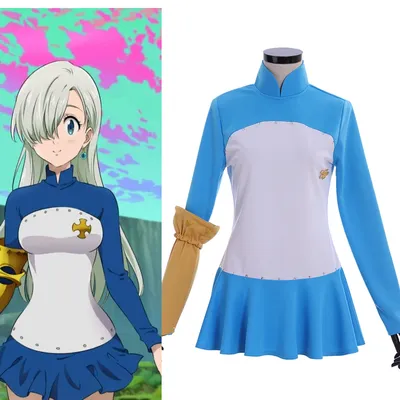 Anime Die Sieben Todsünden Elizabeth Liones Cosplay Kostüm Frau Blaues Kleid Halloween Party Bühne Cos Outfit Image