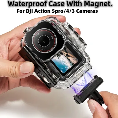 Magnet Waterproof Case Horizontal Vertical Shoot 60M Underwater Diving Protection Cover Housing for DJI Action 5pro/4/3 Camera