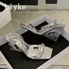 Liyke 2025, Neue Mode, Transparent Plexiglas Keil Sandalen Frauen Sommer Platz Offene spitze Silber High Heels Party Prom Schuhe Größe 40