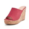 36-43 Neue große Damenschuhe Damen Sandalen Sandalen tragen Hangabsatz hoher Fischmaul Sommer PU