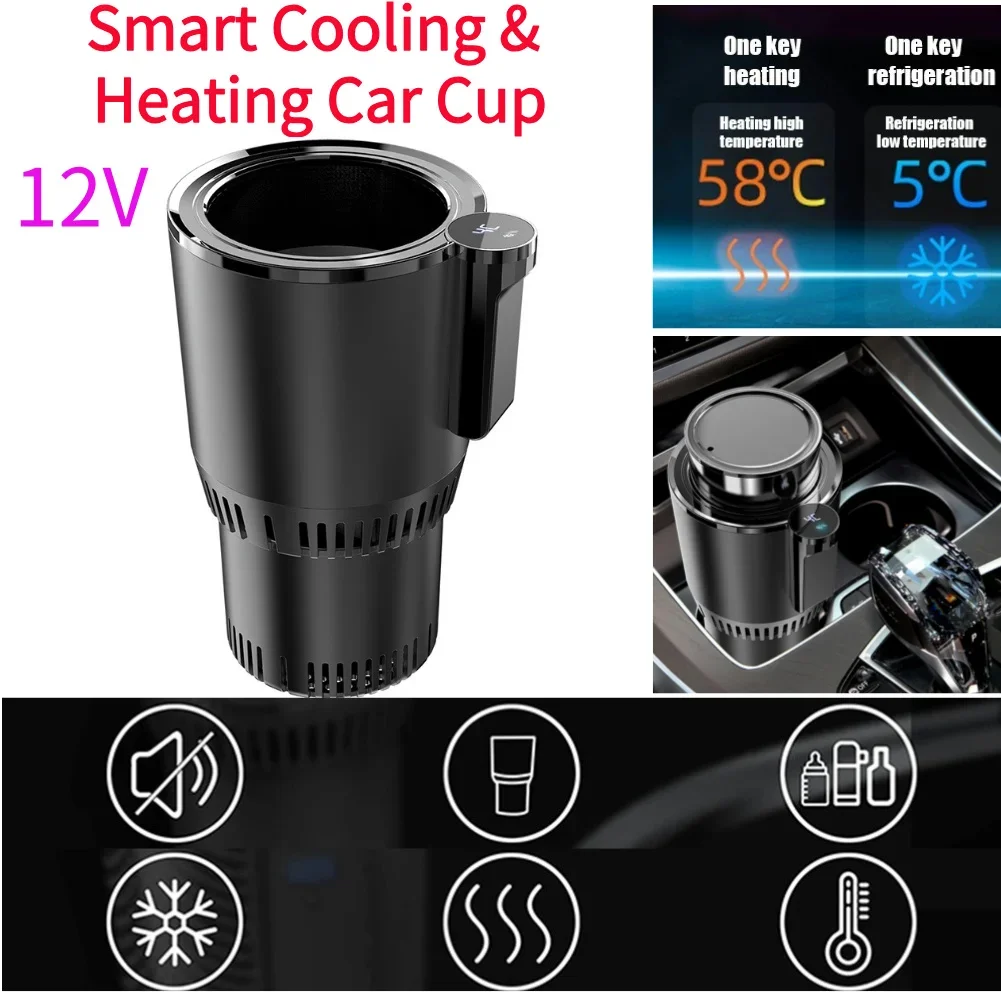 12 V Auto Kalt Heißer CupTouchscreen Getränkedose Intelligente Digitalanzeige 2 In 1 Kühler Heizung Auto Getränke Getränkehalter Auto Versorgung Image