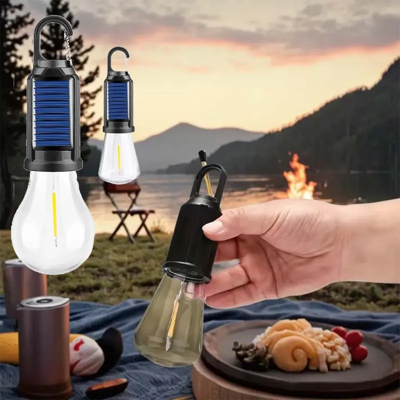 Solarbetriebene LED-Campinglampe, USB-Aufladung, LED-Beleuchtung, Laterne, wasserdicht, tragbar, Handlampe für Grillen im Freien, Camping