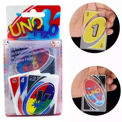 Neue Brettspiele UNO H2O Kartenspiel Wasserdicht Druckfest PVC Kunststoff Transparent Image