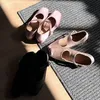 IPPEUM Satin Rosa Ballerinas Zapatos Mujer Karree Mary Janes Schuhe Pumps Ballerinas Frauen